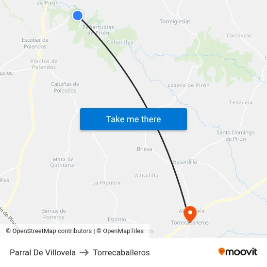 Parral De Villovela to Torrecaballeros map