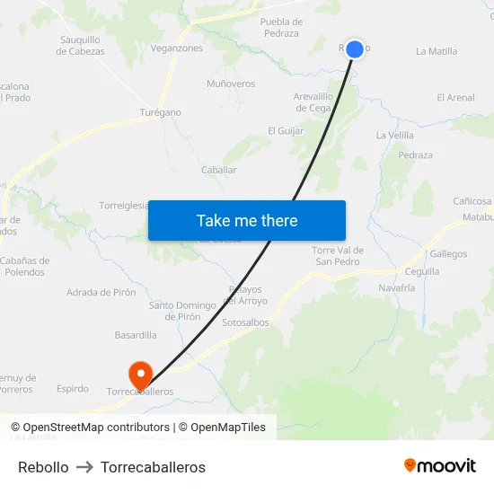 Rebollo to Torrecaballeros map