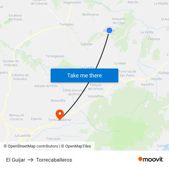 El Guijar to Torrecaballeros map