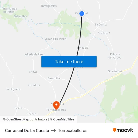Carrascal De La Cuesta to Torrecaballeros map