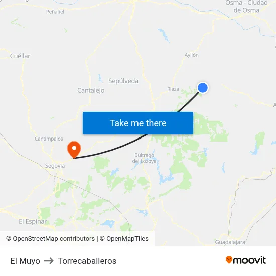 El Muyo to Torrecaballeros map