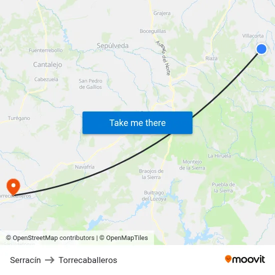 Serracín to Torrecaballeros map