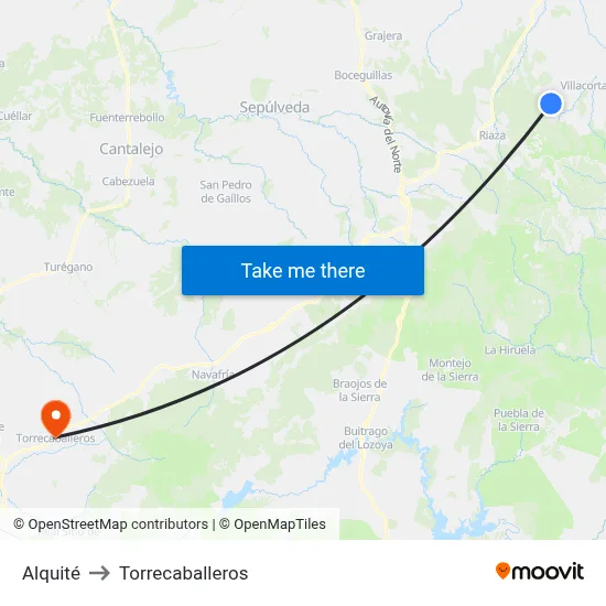 Alquité to Torrecaballeros map