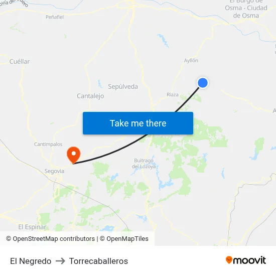 El Negredo to Torrecaballeros map