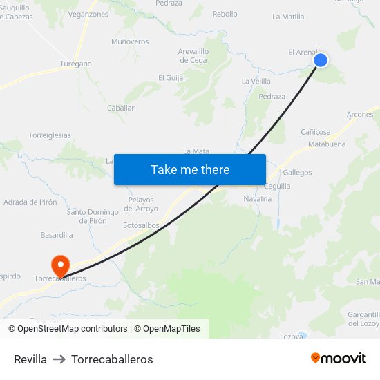 Revilla to Torrecaballeros map