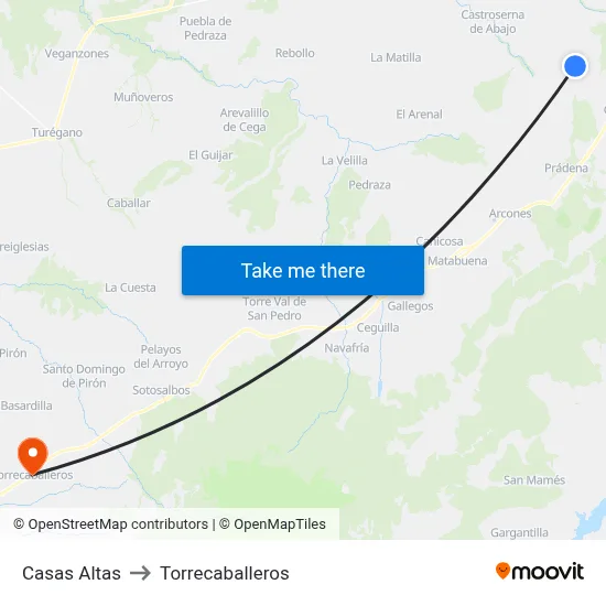 Casas Altas to Torrecaballeros map