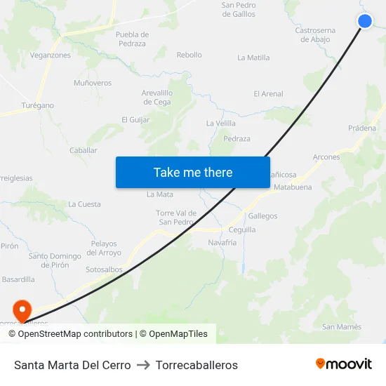 Santa Marta Del Cerro to Torrecaballeros map