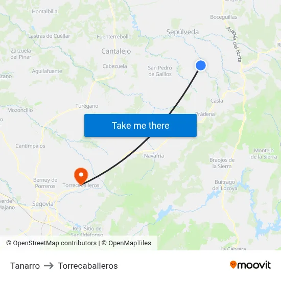 Tanarro to Torrecaballeros map