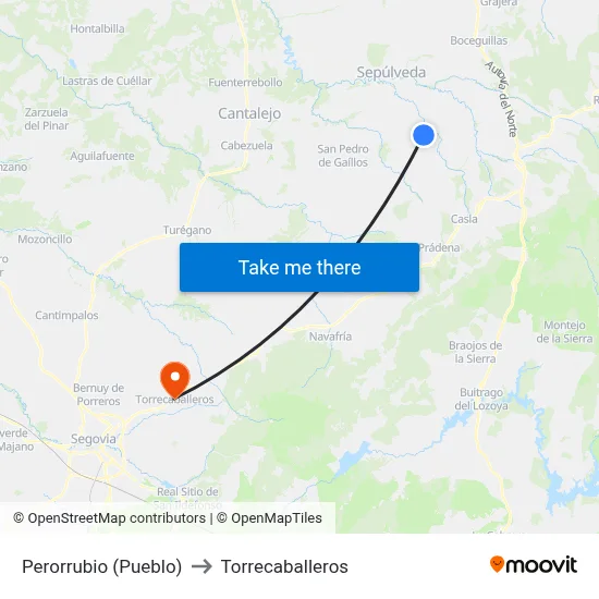 Perorrubio (Pueblo) to Torrecaballeros map
