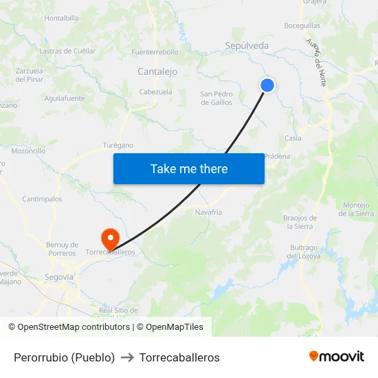 Perorrubio (Pueblo) to Torrecaballeros map