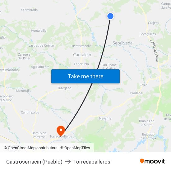 Castroserracín (Pueblo) to Torrecaballeros map