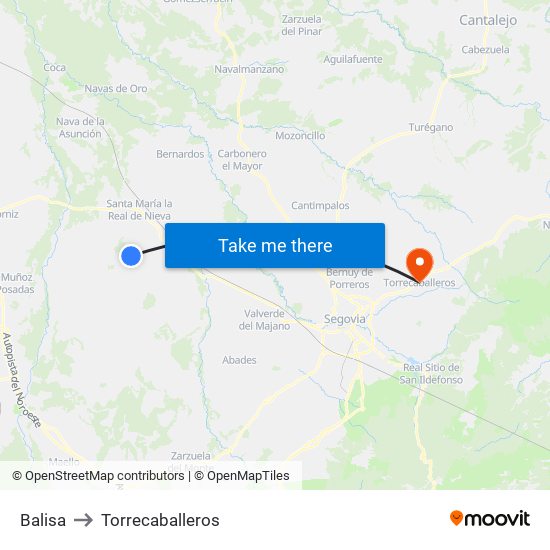 Balisa to Torrecaballeros map