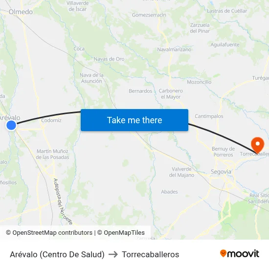 Arévalo (Centro De Salud) to Torrecaballeros map