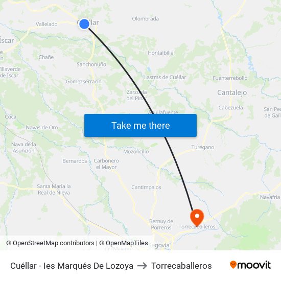 Cuéllar - Ies Marqués De Lozoya to Torrecaballeros map