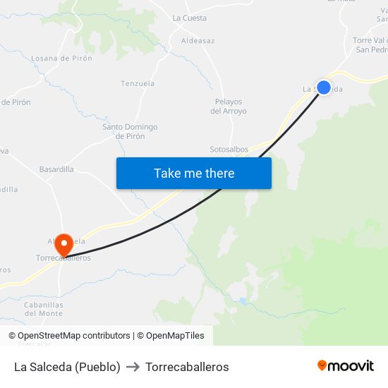 La Salceda (Pueblo) to Torrecaballeros map