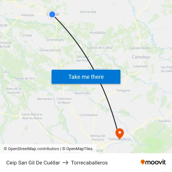 Ceip San Gil De Cuéllar to Torrecaballeros map