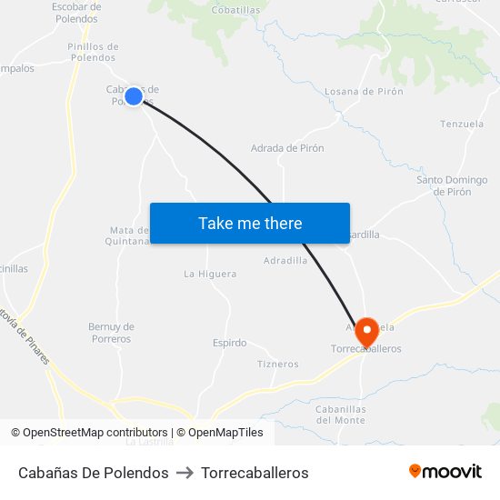 Cabañas De Polendos to Torrecaballeros map