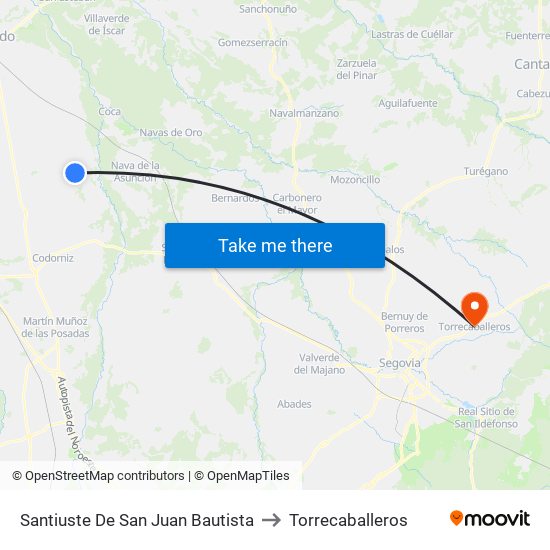 Santiuste De San Juan Bautista to Torrecaballeros map