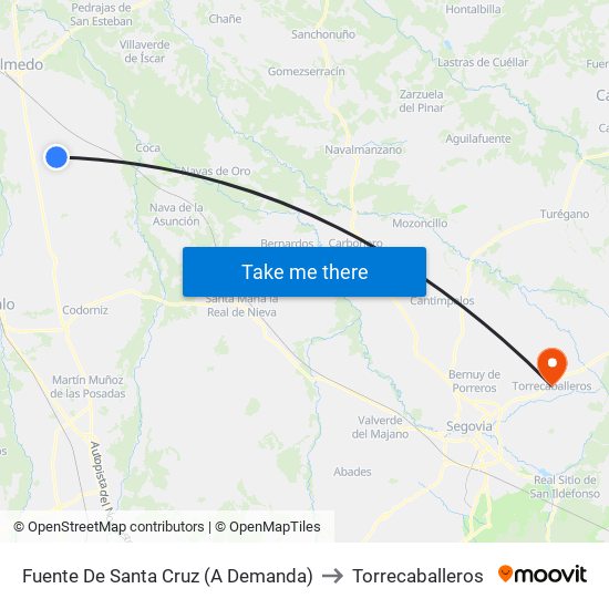 Fuente De Santa Cruz (A Demanda) to Torrecaballeros map