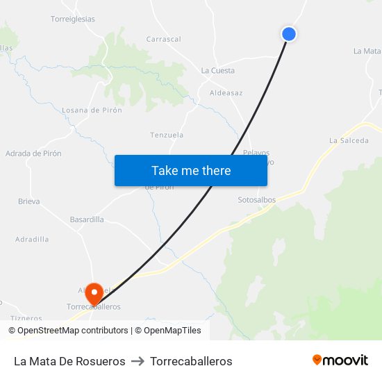 La Mata De Rosueros to Torrecaballeros map