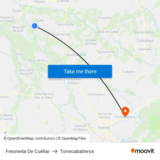 Fresneda De Cuéllar to Torrecaballeros map
