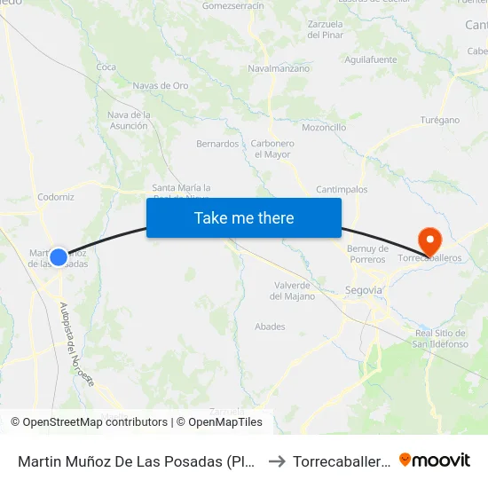 Martin Muñoz De Las Posadas (Plaza) to Torrecaballeros map