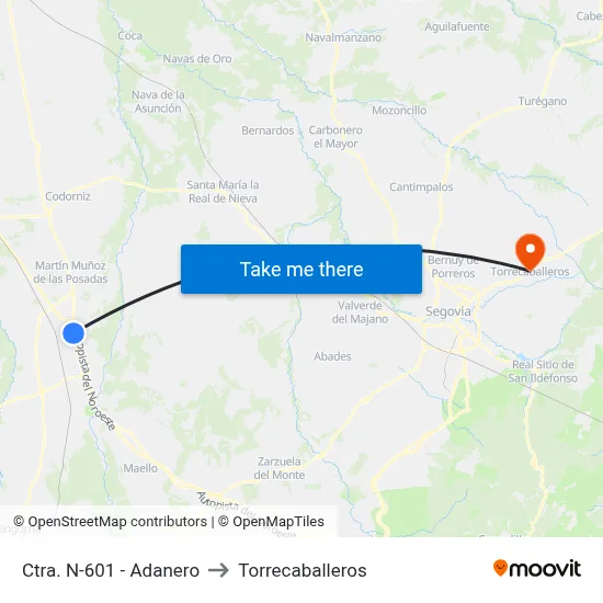 Ctra. N-601 - Adanero to Torrecaballeros map
