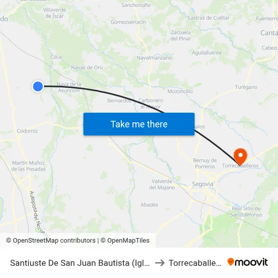 Santiuste De San Juan Bautista (Iglesia) to Torrecaballeros map