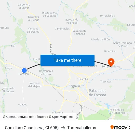 Garcillán (Gasolinera, Cl-605) to Torrecaballeros map