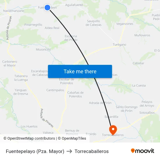Fuentepelayo (Pza. Mayor) to Torrecaballeros map