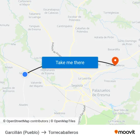 Garcillán (Pueblo) to Torrecaballeros map