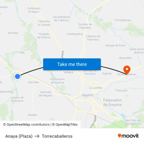 Anaya (Plaza) to Torrecaballeros map