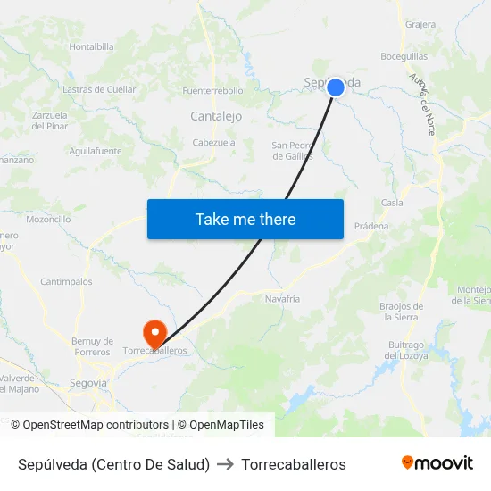 Sepúlveda (Centro De Salud) to Torrecaballeros map
