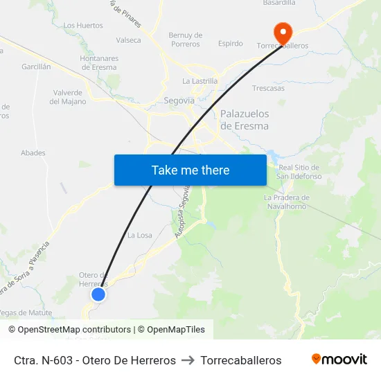 Ctra. N-603 - Otero De Herreros to Torrecaballeros map