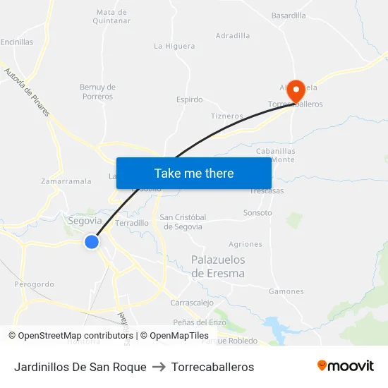 Jardinillos De San Roque to Torrecaballeros map