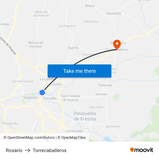 Rosario to Torrecaballeros map