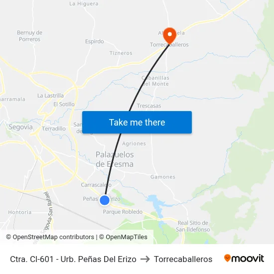 Ctra. Cl-601 - Urb. Peñas Del Erizo to Torrecaballeros map