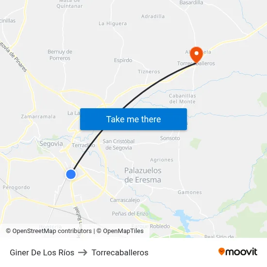 Giner De Los Ríos to Torrecaballeros map
