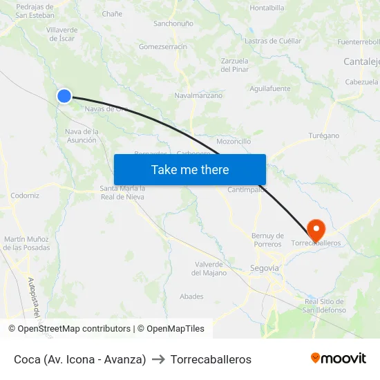 Coca (Av. Icona - Avanza) to Torrecaballeros map