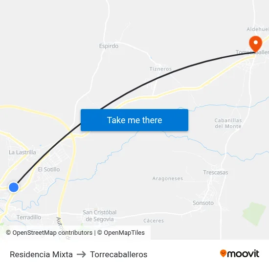 Residencia Mixta to Torrecaballeros map