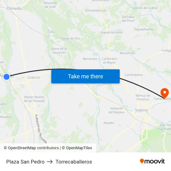 Plaza San Pedro to Torrecaballeros map