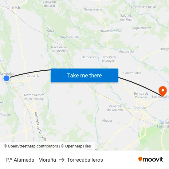 P.º Alameda - Moraña to Torrecaballeros map