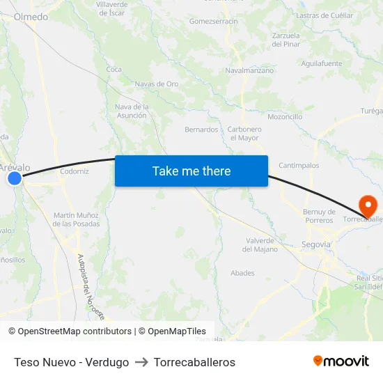 Teso Nuevo - Verdugo to Torrecaballeros map