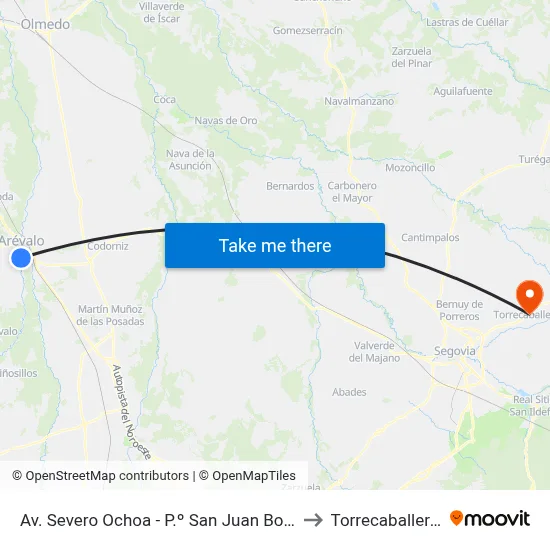Av. Severo Ochoa - P.º San Juan Bosco to Torrecaballeros map