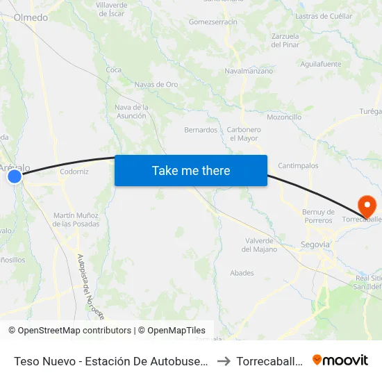Teso Nuevo - Estación De Autobuses (Myla) to Torrecaballeros map