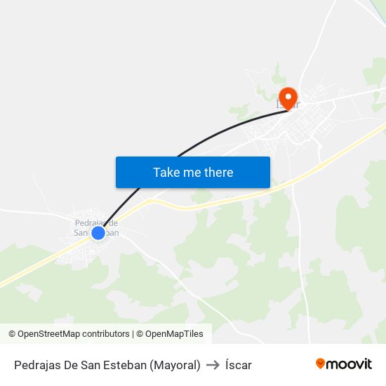 Pedrajas De San Esteban (Mayoral) to Íscar map