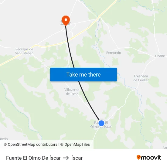 Fuente El Olmo De Íscar to Íscar map