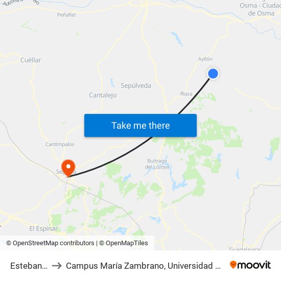 Estebanvela to Campus María Zambrano, Universidad De Valladolid map