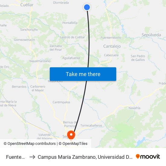 Fuentepiñel to Campus María Zambrano, Universidad De Valladolid map