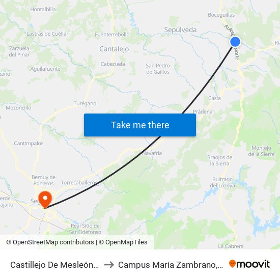 Castillejo De Mesleón (C/ Real / C/ Segovia) to Campus María Zambrano, Universidad De Valladolid map